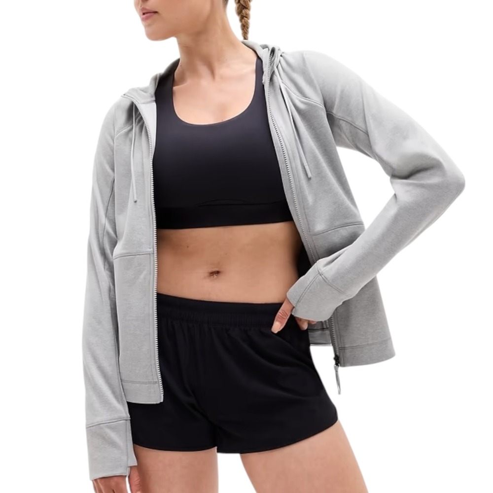 Athleta Unstoppable Fleece Lined Full Zip
Jacket Hoodie Gray Activewear XL